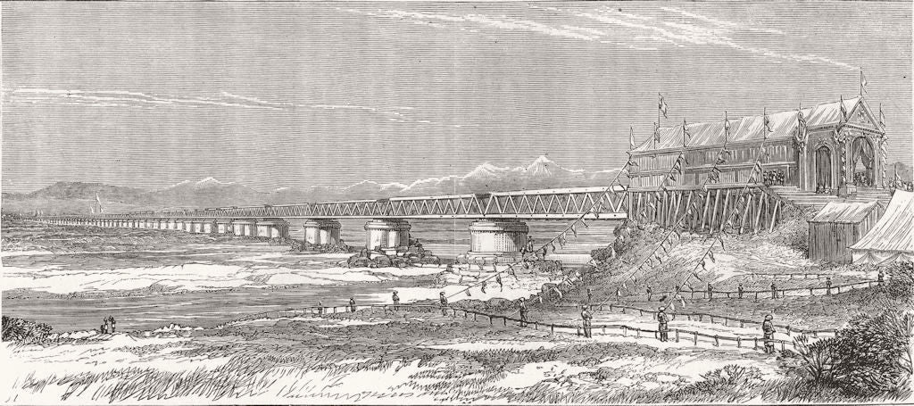 PAKISTAN. Rail bridge Chenab, Punjab-opened Prince of Wales 1876 old print